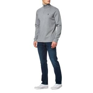 Polo Men's 1/4 Zip Mock Neck Pullover Size XL Cotton Grey Long Sleeve *Vintage